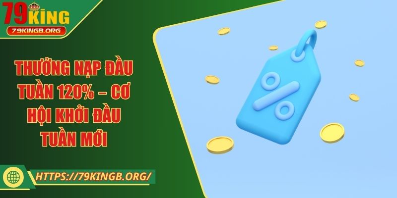 Thưởng nạp đầu tuần 120% – Cơ hội khởi đầu tuần mới